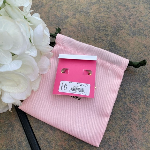 NWT KATE SPADE ♠️ FRUIT SALAD PAVE GRAPEFRUIT HUGGIES EARRINGS - Picture 8 of 9